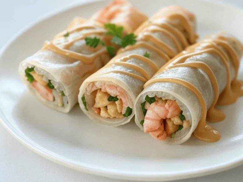 Shrimp Spring Rolls are present on the plate